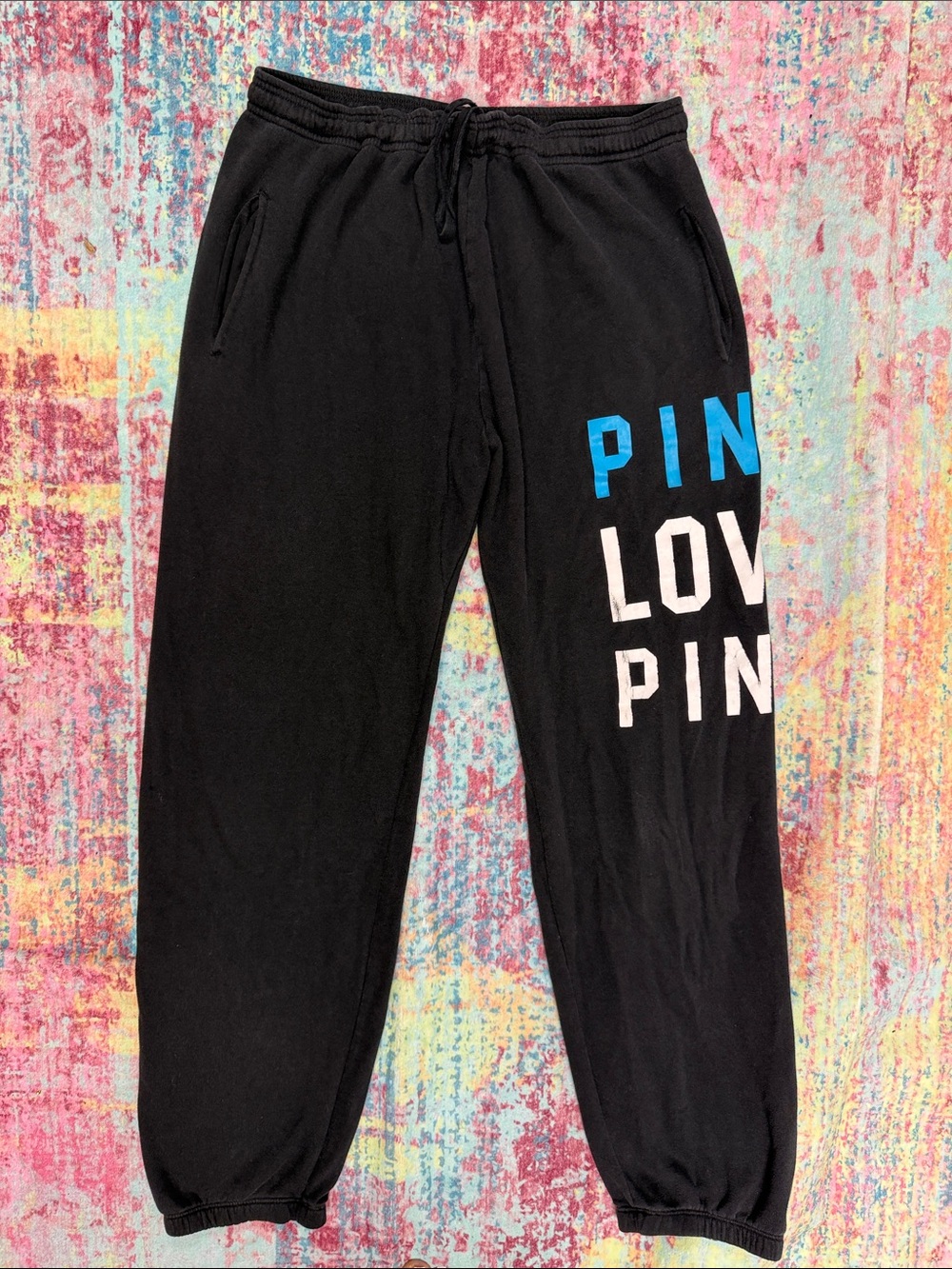Vintage PINK Victoria's Secret Black Sweatpants with Logo Tag
